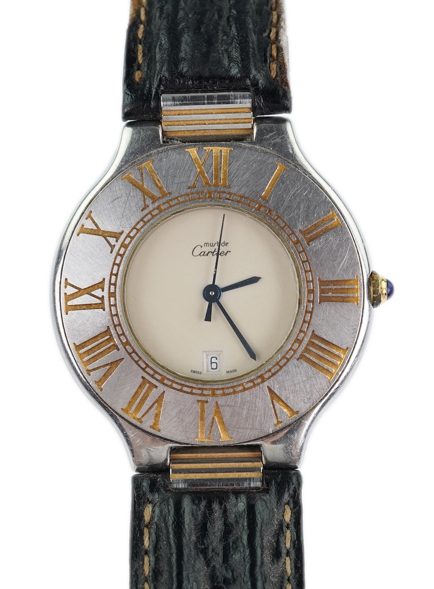 A lady's steel Must de Cartier 21 quartz wrist watch